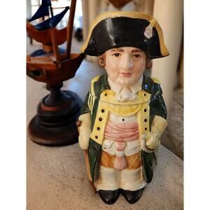 Toby Style Jug Tankard Navy Admiral Hachiya Brothers Stein 1960s Japan Vintage
